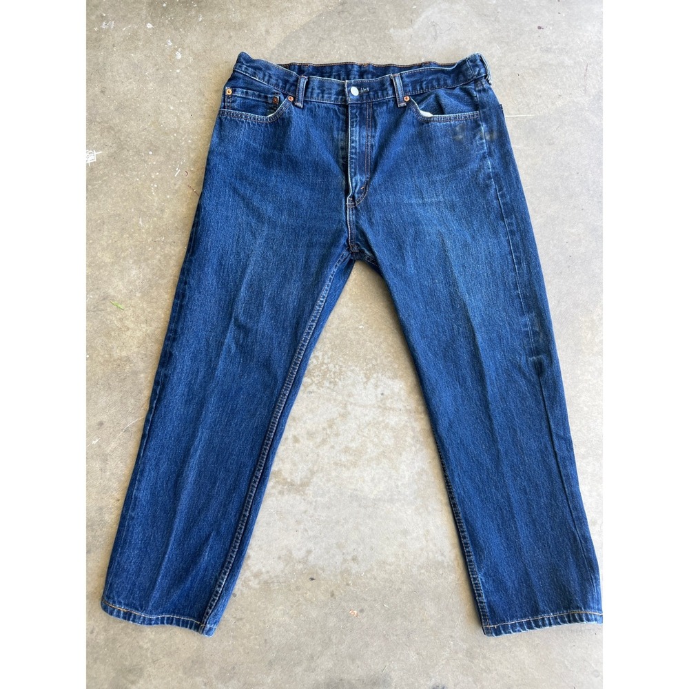 Levi's 505 Regular Fit Straight Leg Jeans Dark Wash Blue Denim Men's 40x30
